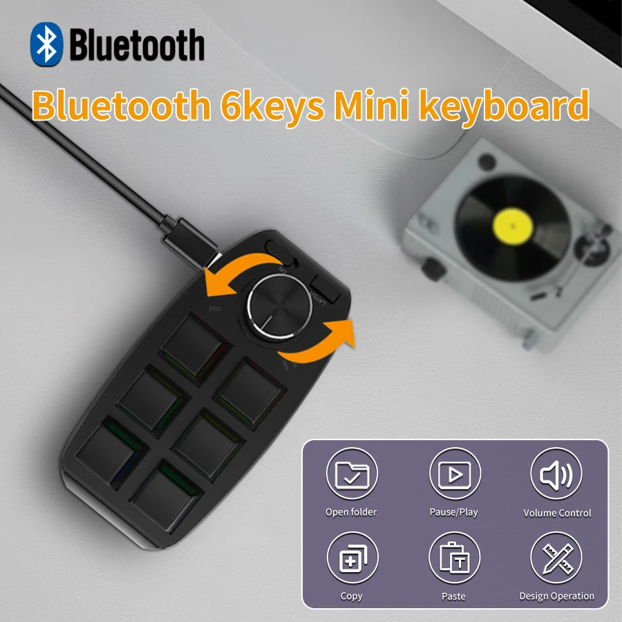 Wireless Mini Macro Mechanical Keypad with Customizable Knob
