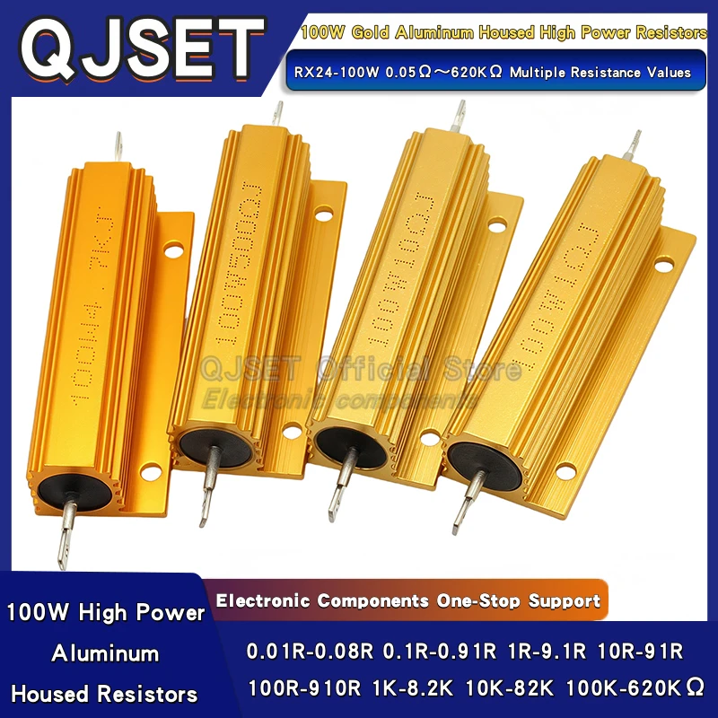 1PcsGoldAluminumHousedResistorsRX24-100W0.01Ohm2R3R4R5R8R10R20R501001Ohm1KΩ10K100KOhmsHighPowerResistor-AliExpress