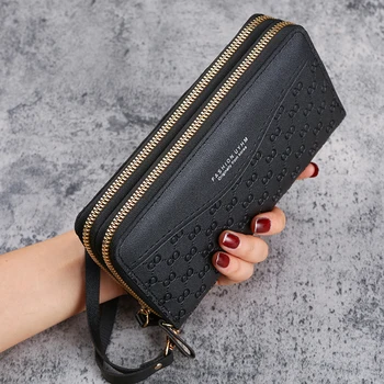 2024 Nuova borsa da donna Portafoglio con cerniera lunga Portafoglio tascabile per cellulare di grande capacità in rilievo 1