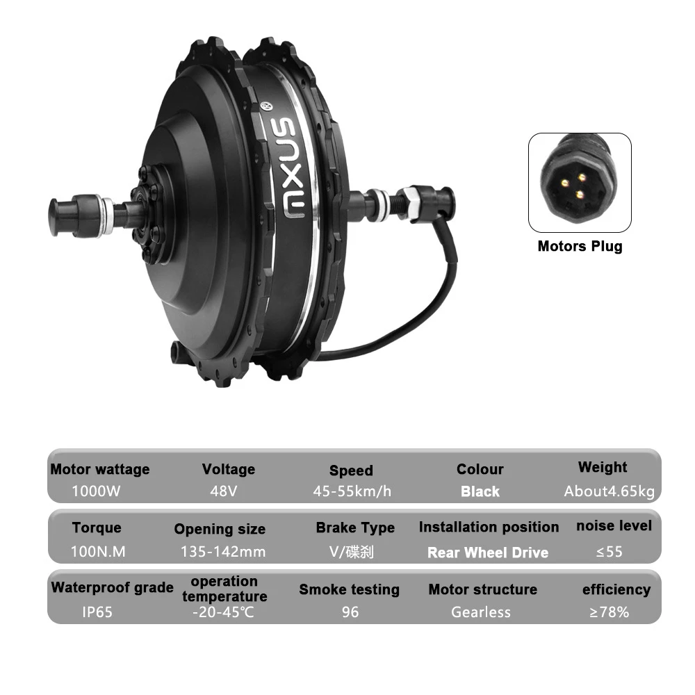 e-Bike MXUS 48V1000W Rear Wheel Drive Rotary XF19R Brushless with Toothed Motor,135-142mm,Mountain bike Modified Motor,45-55km/h