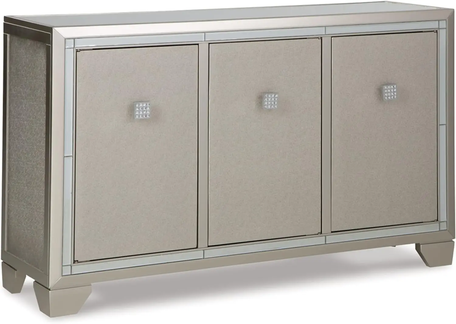 

Signature Design by Ashley Chaseton Contemporary Mirrored Top Accent Cabinet with 3 Adjustable Shelves, Metallic
