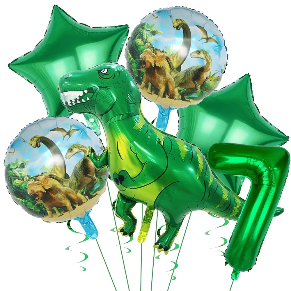 Dinosaurier-Luftballons Happy Birthday Party Dinosaurier-Zahlen-Stern-Folienballons-Set Geeignet für die Dekoration von Dschungel-Partys und Spielzeug – Detail 8
