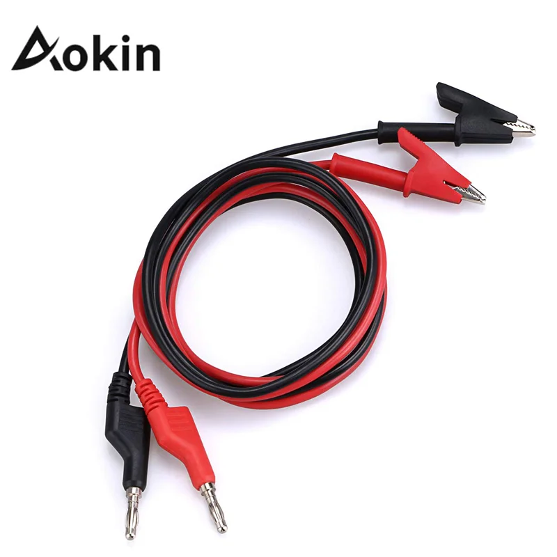 2Pcs 1M Double End Test Lead Wire 4mm Banana Plug Alligator Clip Crocodile 15A Multimeter DIY