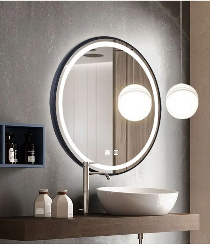  EEUK Espejo de baño redondo LED de 16/20/24/28/32 pulgadas,  espejo de tocador con luz LED, control táctil, espejos de maquillaje  regulables para pared, antiniebla, memoria, 3 colores, a prueba de roturas (
