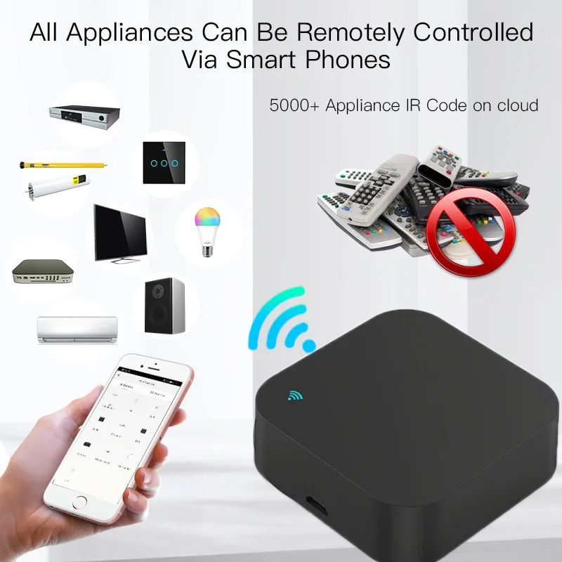 IR Aircondition/TV 용 Tuya Smart WIFI + IR + RF 원격 APP 컨트롤러 smart Home 용 Alexa /Google 홈으로 범용 브리지 작동