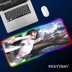 Tapete de mesa de borracha antiderrapante de mousepad do computador xxl da esteira 900x400 do backlight rgb da almofada do rato do jogo da pista do azur sexy