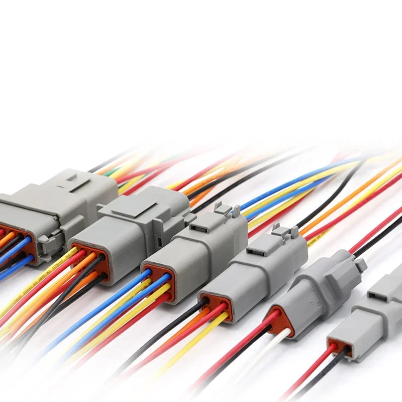 Electrical terminal connector 5 Sets Deutsch DT connector with 15cm wiring harness DT06-2S/DT04-2P 2P 3P 4P 6P 8P 12P waterproof electrical connector