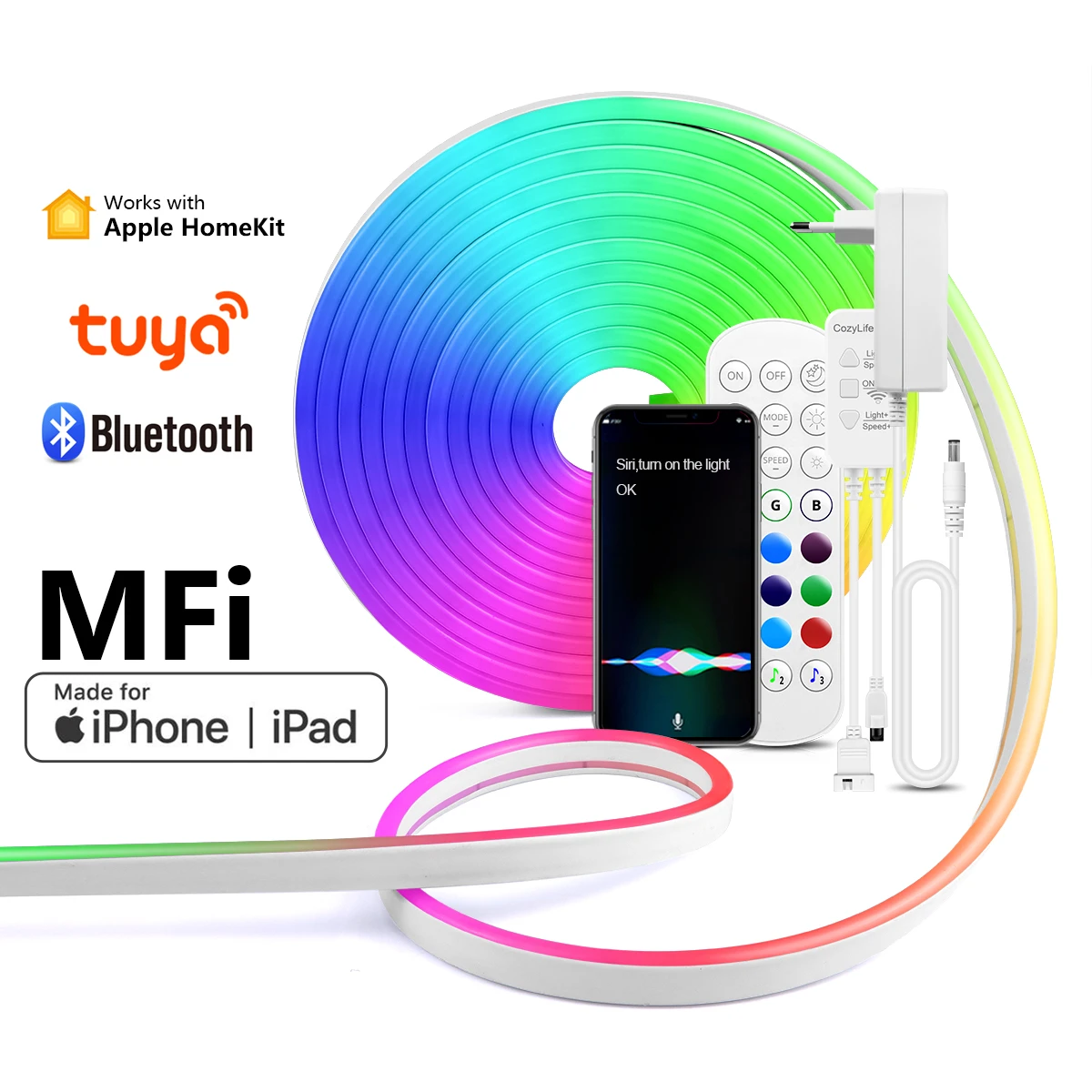 Rgb Led Strip Lights Tuya App/smart Life Wifi Homekit App/bluetooth App