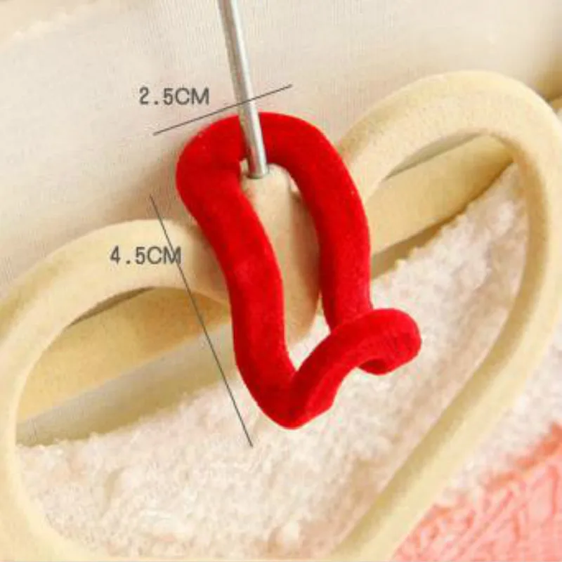 10pcs Home Creative New Mini Flocking Clothes Hanger Flocking Holder Mini Anti-Clip Hook Color randomly