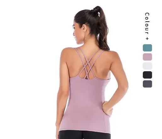 New Yoga Clothing Shoulder Strap Cross Back Sports Bra Women's Shockproof Running Fitness Clothing Underwear