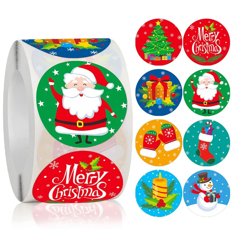 

50-500pcs 1'inch round snowman celebrate holiday Merry Christmas sticker for kids Decorations Labels Sealing interesting gift