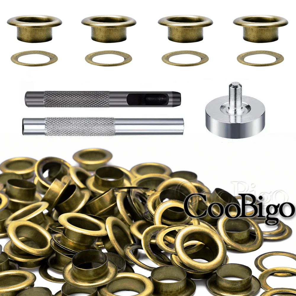 2~17mm Metal Eyelets Grommets Punch Installer Tool Kit Shoes Cap Bag Tags Clothes Belt Curtains DIY Craft Accessories Bronze Eyelet Punch Tool Set
