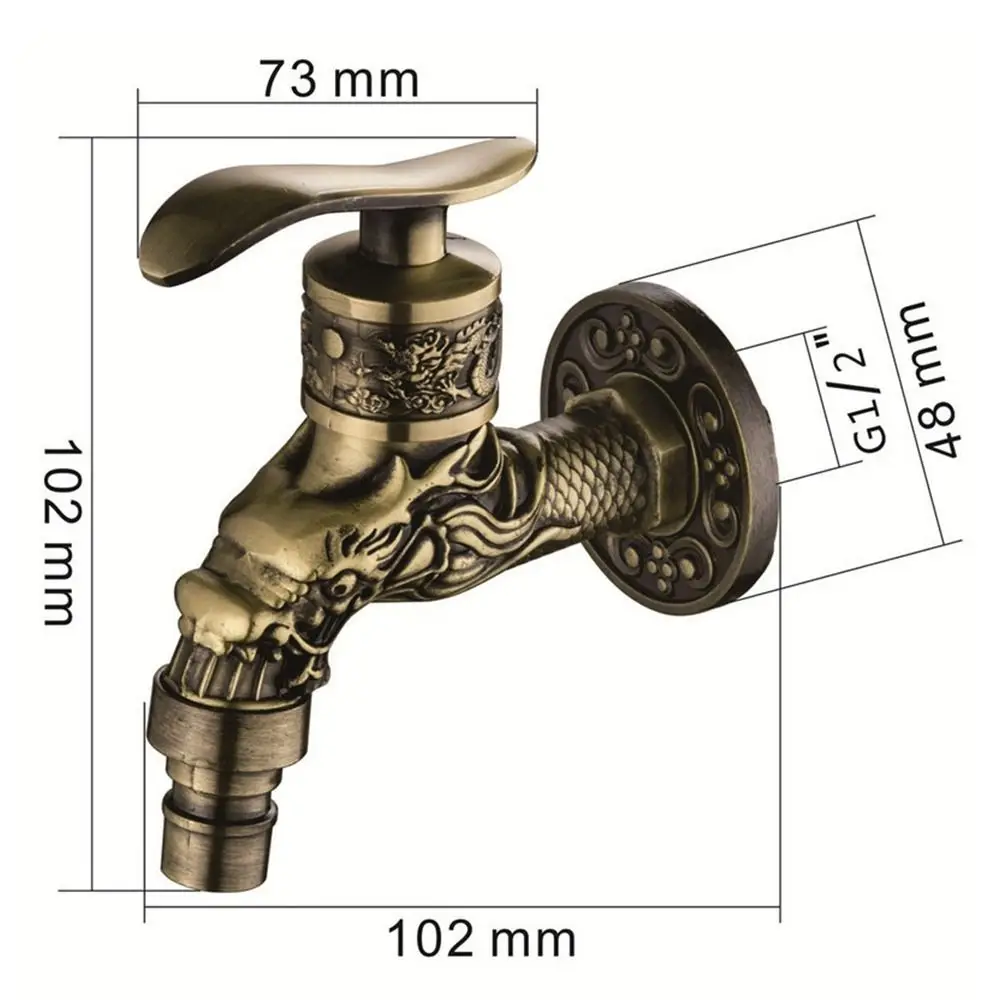 Antique Dragon Carved Water Taps Garden Faucet Bibcock Washing Machine Outdoor Mop Wash Basin Vintage Style garden bibcocks bathroom faucet washing machine faucet water tap faucet