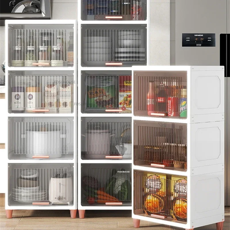 Modern Plastic Kitchen Cabinet for Kitchen Furniture Storage Cabinet Simple Household Multifunction Living Room Landing Locker