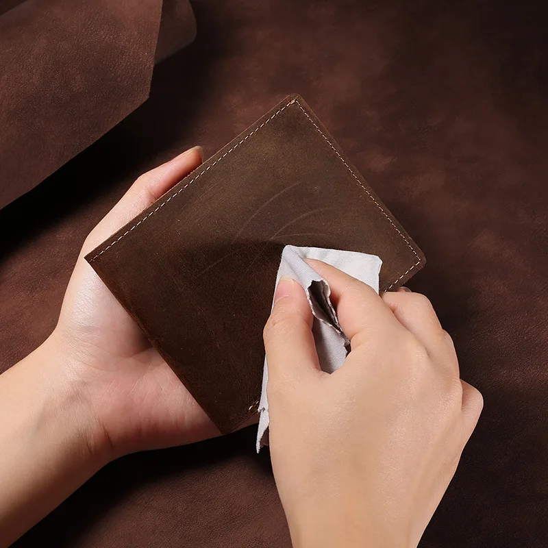 Vintage Dolars Money Men's Wallet Clip Banknote Holders Leather Thin Crazy Horse Cowhide Clips Luxury Man's Wallets Card Holder 4