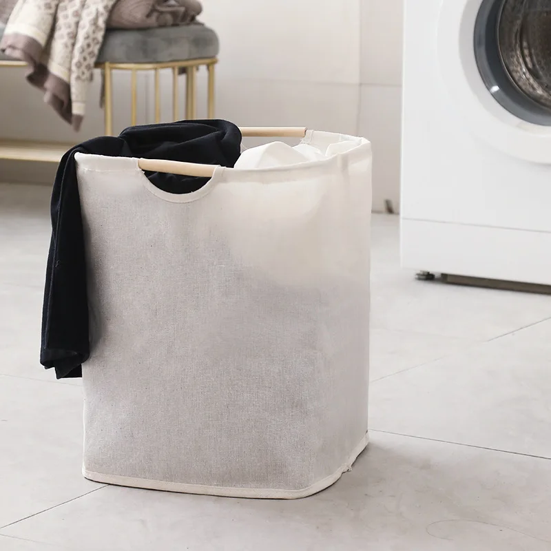 Foldable Laundry Hamper Basket Handbags Shopping Utility Tote Bag for storage or travel Off White