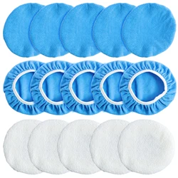 15 - Piece Reusable Car Buffing and Polishing Pad Set with Microfiber and Wool Pads (Blue 7 8 inches)