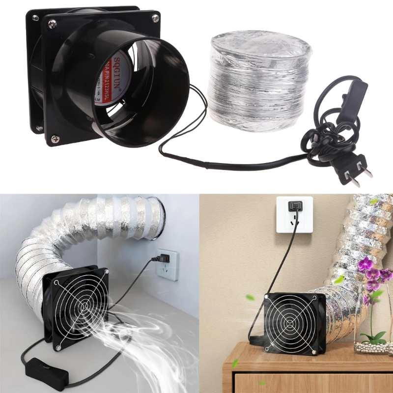 

Powerful and Reliable Pipe Vent Exhaust Hose Fan AC220-240V 50/60Hz Ventilation Fan for Toilets, Garages, Workshops M76D