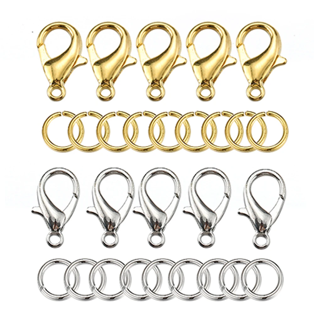 TOAOB 10m Mixed Sizes Gold Tone Link Chain with 50pcs Jump Rings and 20pcs Lobster Clasps for Jewelry Making 