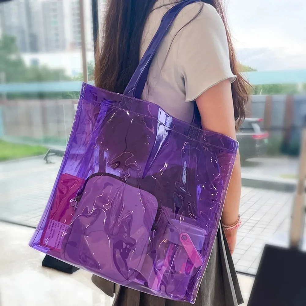 

PVC Tote Bag New Large Capacity Transparent Handbag Waterproof Travel Shopping Bag