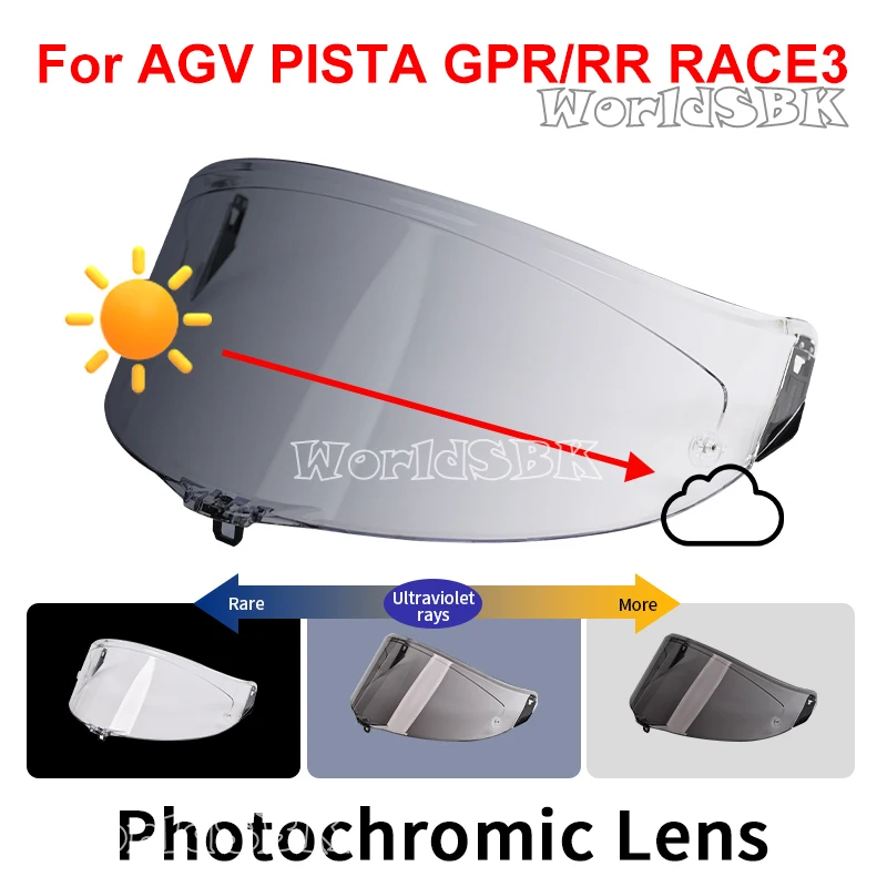 

Photochromic Shield Visor Lenses for AGV Pista GPR GPRR R RACE 2 RACE 3 Full Face Viseira Capacete Racing Helmet Parts