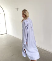 New Design 2025 Women Summer Long sleeve Basic Shirt Maxi Long dress - Image 5