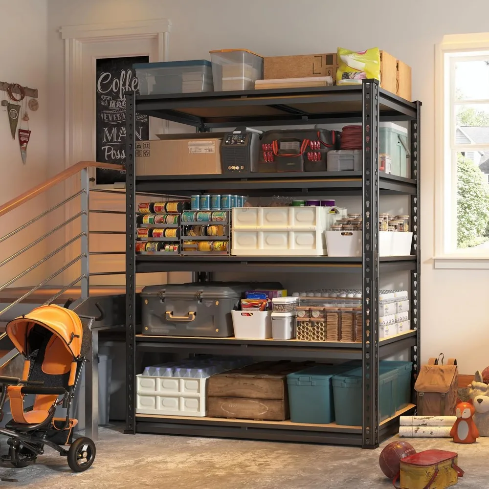 72" H Garage Shelving Heavy Duty Storage Shelves 2000LBS Adjustable 5 Tier Metal Storage Shelving for Garage Storage 5