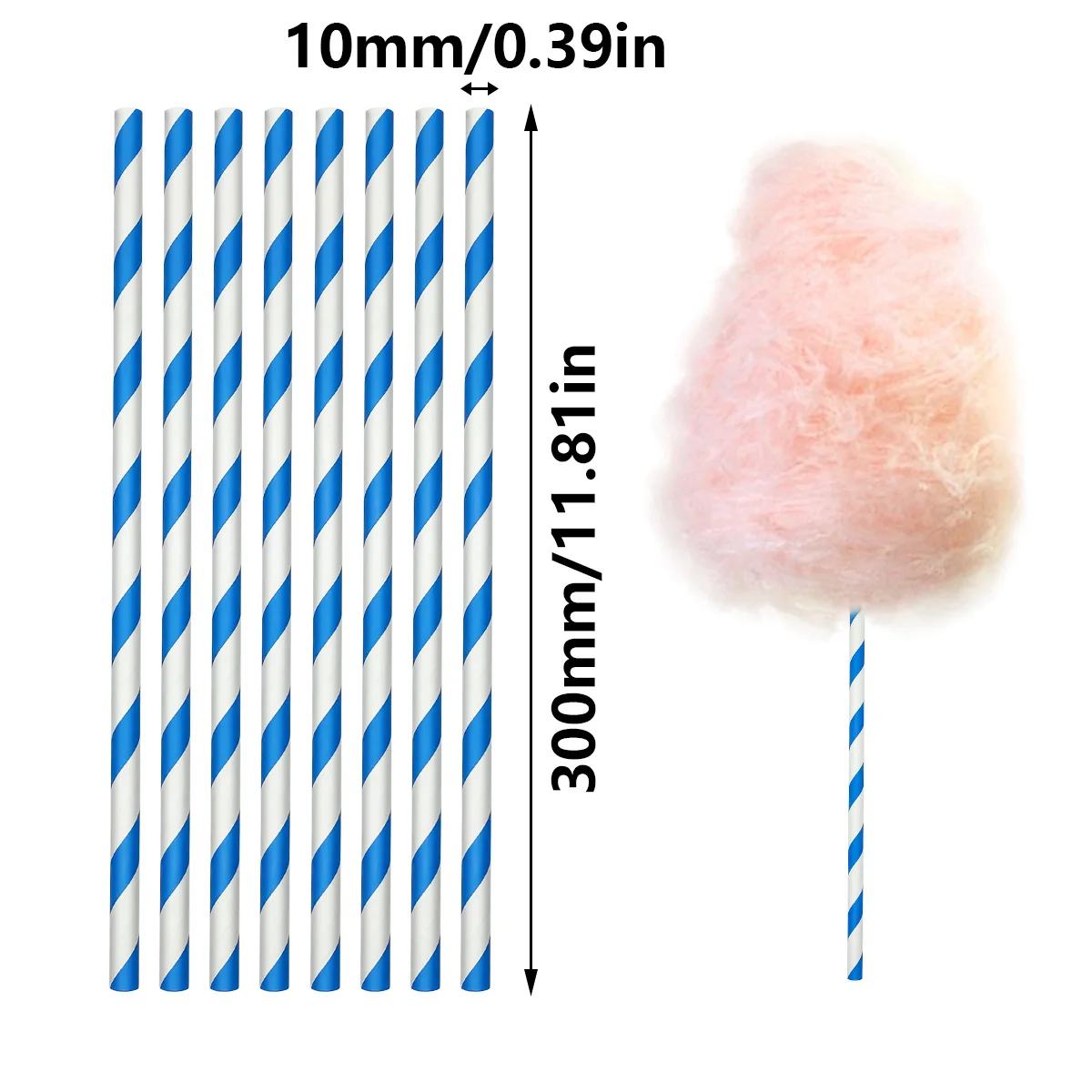 2000pcs-10*300mm-50pcs/pack-Blue disposable paper marshmallow sticks-factory low price-pattern-for restaurant