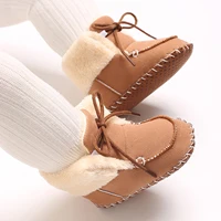 New Winter Baby Snow Boots Warm Plush Rubber Soft Sole Tie Up Kids Girls Boys First Walker Shoes for Christmas Baby Booties 2