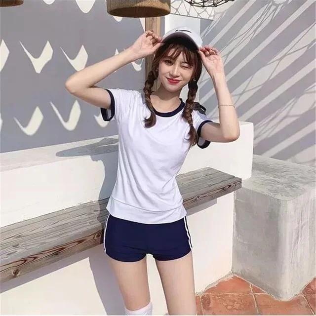 Uniforme escolar japonês feminino jérsei anime cosplay ginásio sportwear  cheerleader voleibol jk terno t shirt shorts bloomers