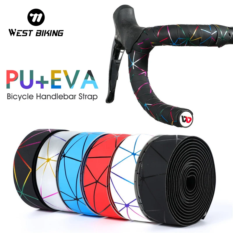 WEST BIKING Road Bicycle Handlebar Tape Soft PU EVA Bike BarsTape Anti-slip Cycling Fishing Rod Wrap Straps Bicycle Accessories bike handlebar tape
