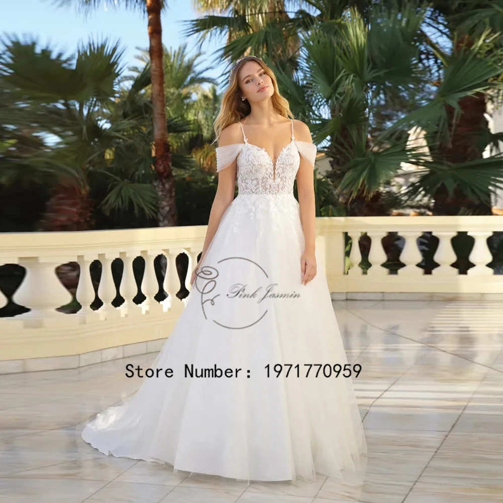 Abito Da Sposa Sweetheart Per Principessa Spalline Sottili Applique Pizzo Abiti Da Sposa Classico Aperto Indietro Tulle Illusion Suknia 1600Lubna