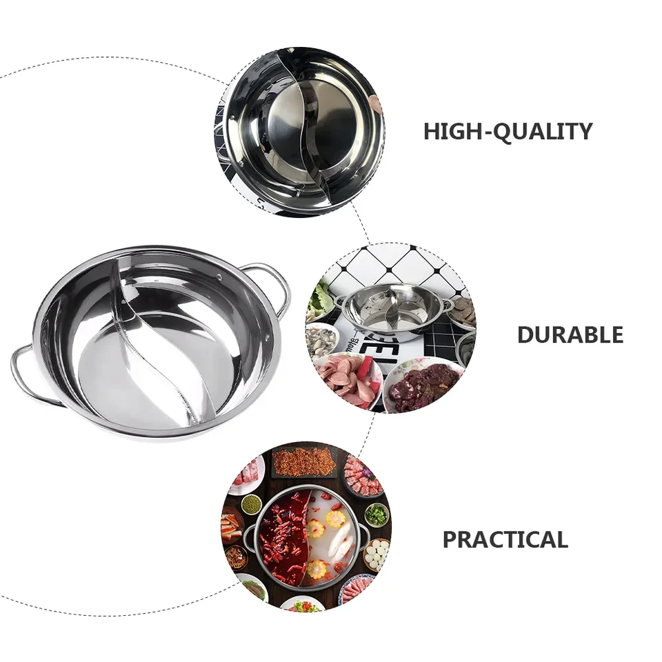Pentola Hot Pot Doppio Sapore In Acciaio Inox Divisa – Perfetta Per Famiglie E Cene Con Amici!