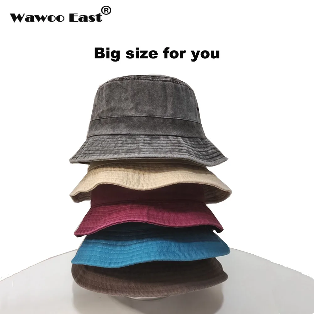 

Autumn XXL Size Panama Hat Women Water Washed Cotton Jean Fisherman Hat Outdoor Fishing Hats Big Head Girth Bucket Hat for Men