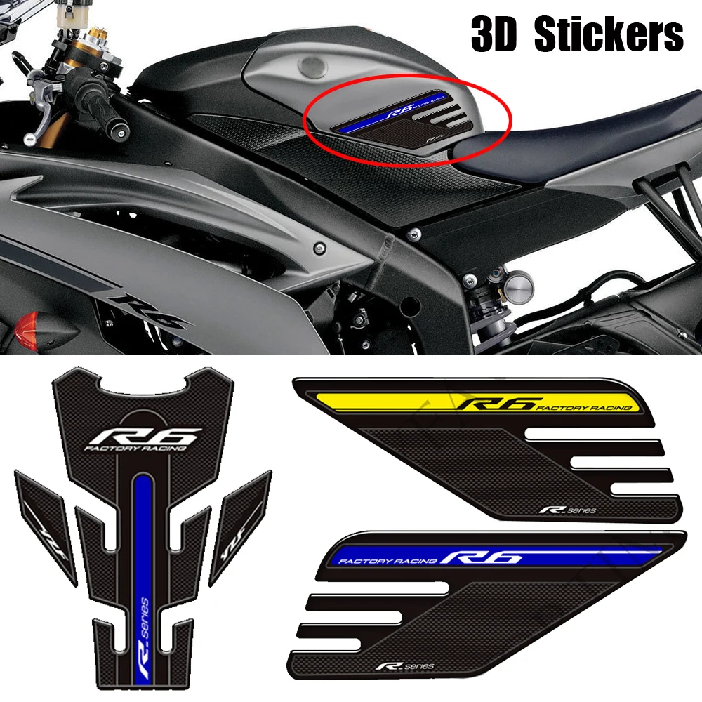 

For YAMAHA YZF-R6 YZF R6 YZFR6 Stickers Decals Protector Tank Pad Grips Gas Fuel Oil Kit Knee 2008 - 2012 2013 2014 2015 2016