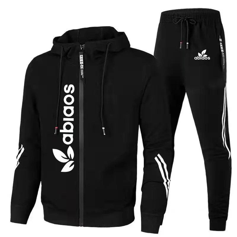 Men's Hoodie Jacket Tracksuit Warm Zipper Jackets + Sweatpants Sportswear Two Piece Set Jogging Casual Coats Suits Male Clothing custom your logo men s zipper hoodie solid color jacket slim fit outwear casual jackets new for male 2023 joggers sweatshirts