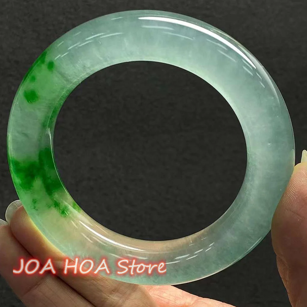 Latest Product Bangle Thick Round Bar High Ice Green Foating Green Bracelet Flower Exquisite Fashion Handring Fine Jewelry