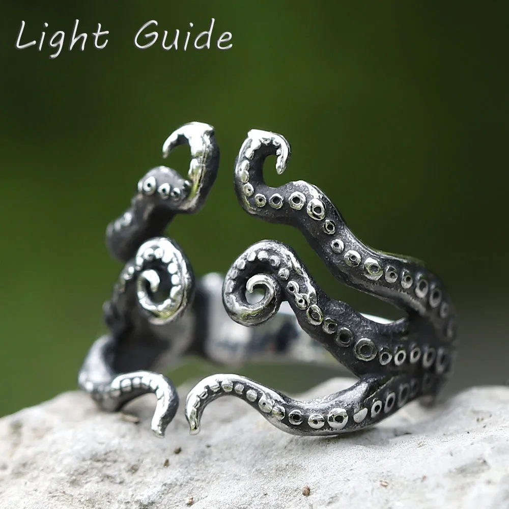 2022 NEW Men s 316L stainless steel rings Punk rock Fashion squid RING for teens animal