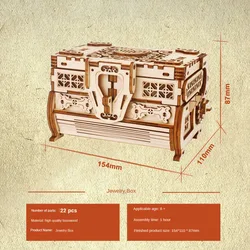 3D Wooden Jewelry Box Puzzle - DIY Handmade Assembly Kit (Jewelry)