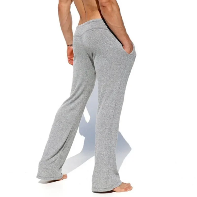 Spring and Autumn Leisure Pure Gray Mopping Men's Pants Men's Thin Casual Sexy Pants Sports Yoga Cotton Elastic Waist