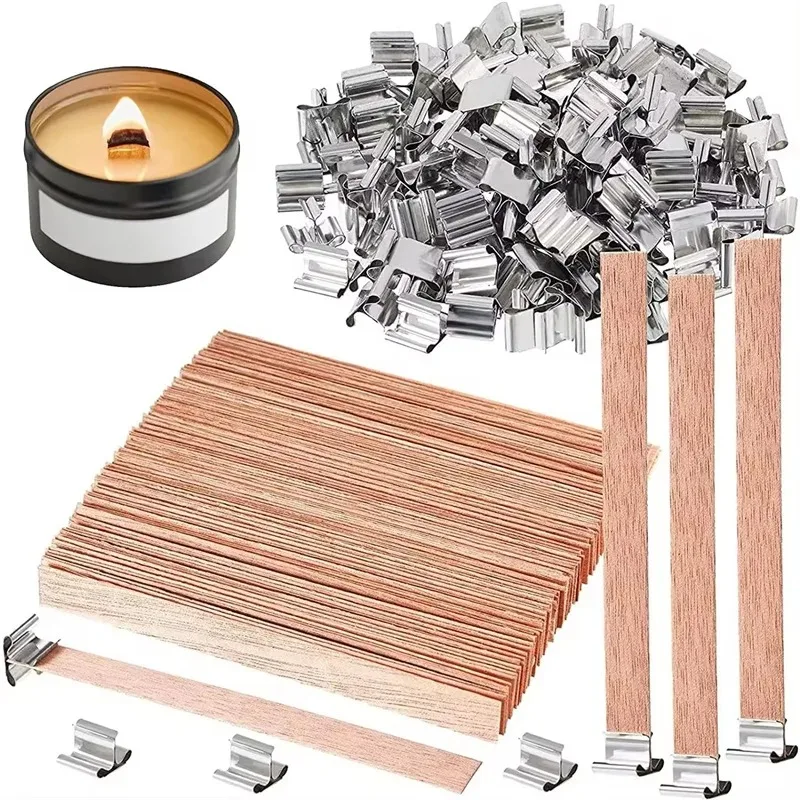 100PCS Scented Candle Wood Slice Wick for DIY Paraffin Candle Wick Soy Wood Slice for One Way Handmade candle wicks candle wick