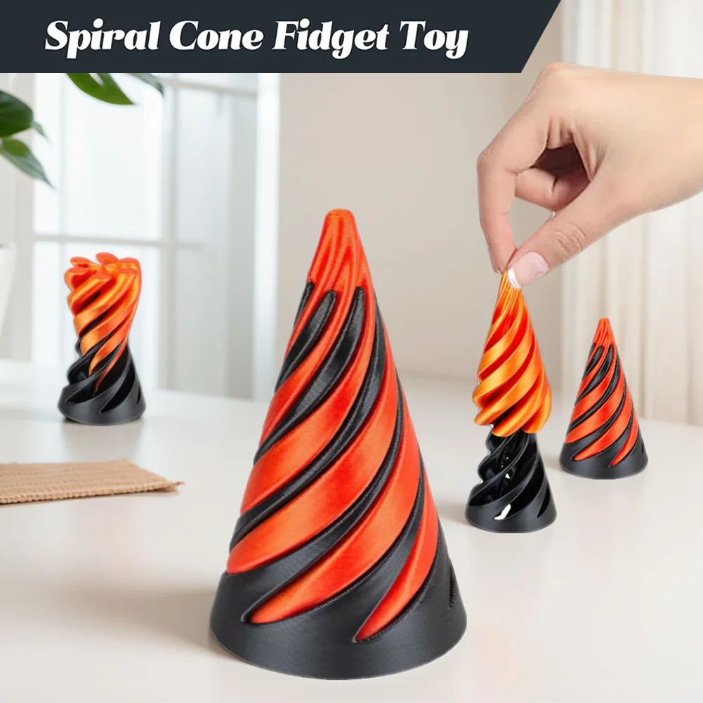 Fidget Toy 3D Printed Helix Screw Impossible Pyramid Passthrough Sculpture Spiral Cone Decompression Decorative Ornaments
