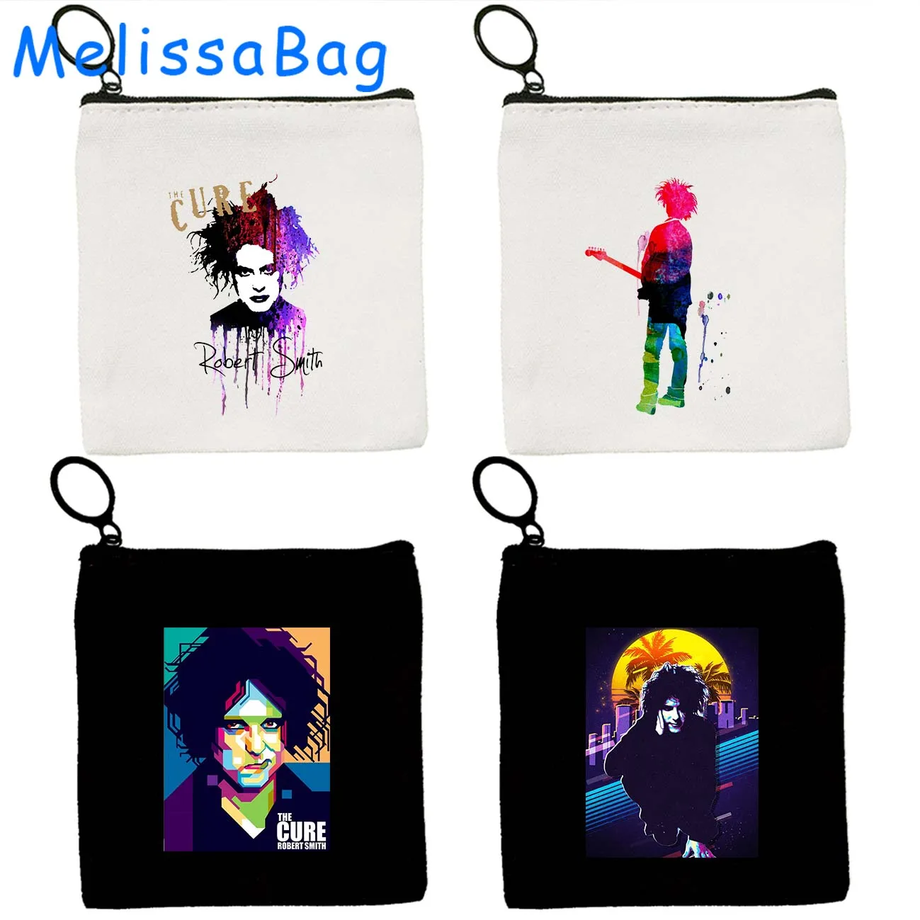 1986 The Cure Robert Smith Rock Band Punk Hip Hop Cute Gifts Fashion Graphic Canvas Coin Purse Key Case Bag Wallet Zipper Pouch