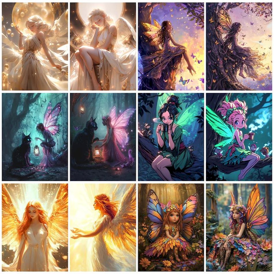 SDOYUNO-Painting By Number Adults,Angel Girl Wings Elf,Color Markers,Handicraft,Acrylic Paints,Handiwork,Crafts,Picture Drawing