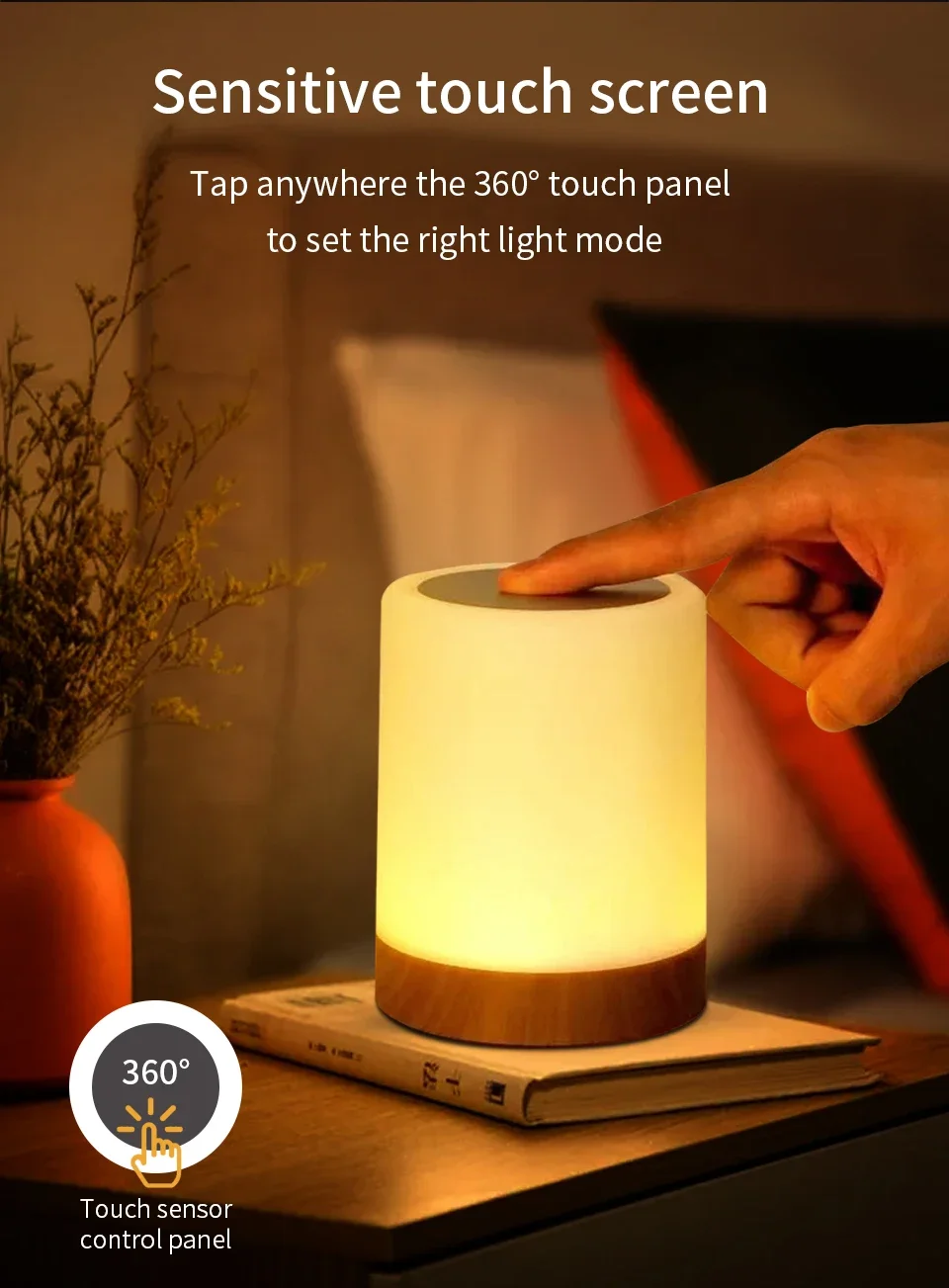 Description Picture 6 of itemLED Night Light Touch Lamp Bedroom Living Room Decoration Portable Table Bedside Lamp Kids Gifts Warm White & Color Changing RGB