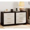 24" Night Stands Set of 2, Black Nightstand with Charging Station, Large 3 Drawers Nightstand, Tall Mid Century Modern Nightsta 1
