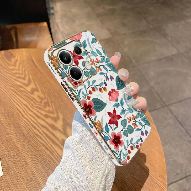 Red Flower Luxury Plating Phone Case
