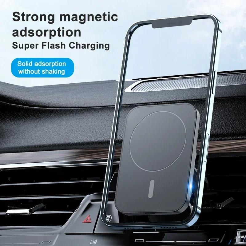 15W Magnetic Wireless Charger Car Air Vent Stand Phone Holder Car Fast Charging Station for IPhone 12 13 14 Pro Max Car Charger