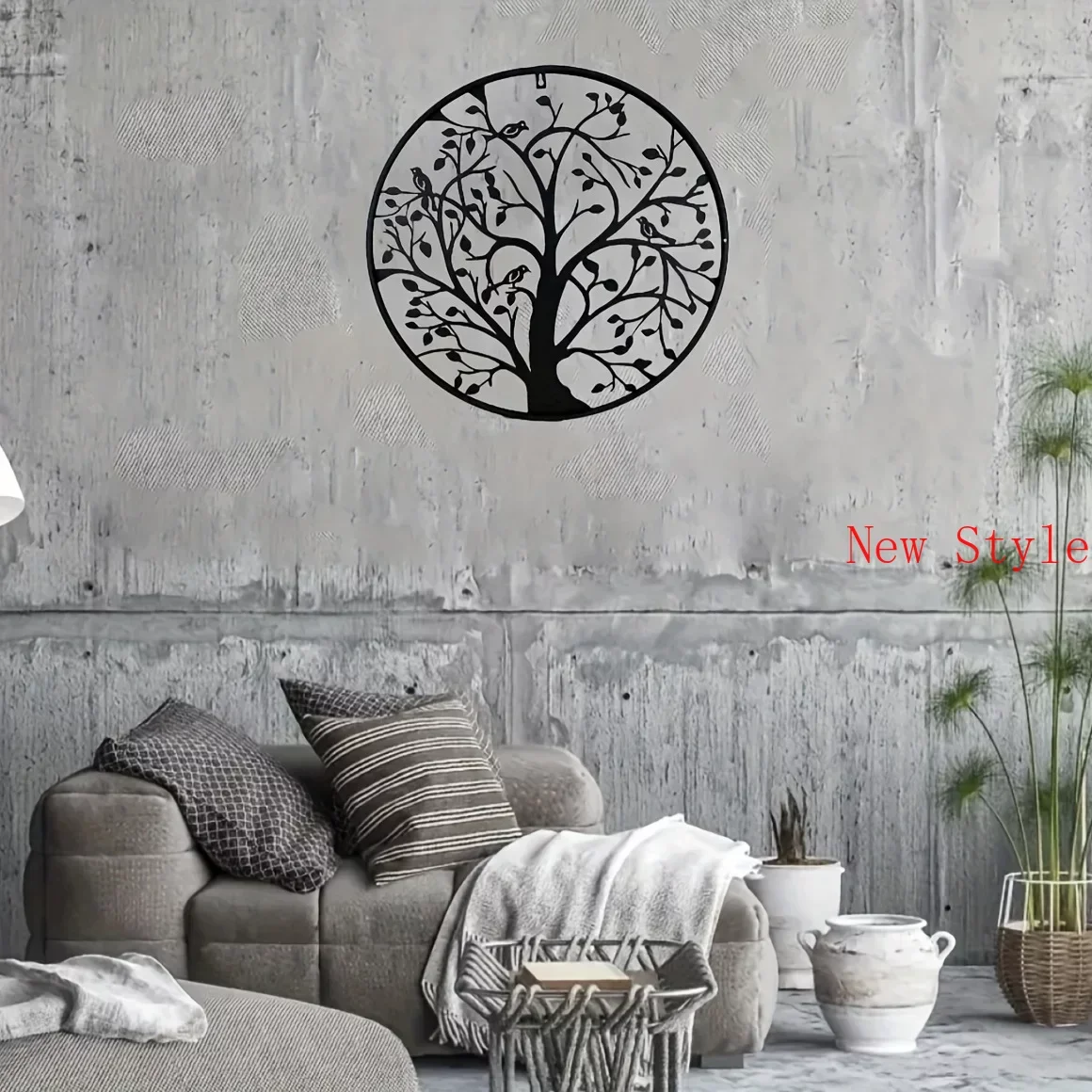 

Tree of Life Metal Home Art Family Tree Metal Wall Mounted Decor Round Metal Wall Art Decoration Livingroom Bedroom Restaurant H