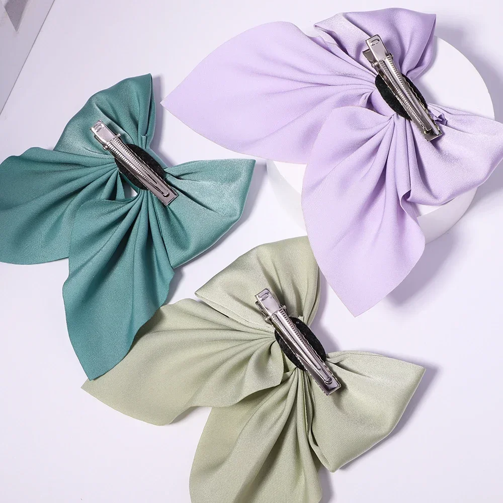 Sweet Bows Hairpins Solid Color Bowknot Hair Clips For Girls Satin Butterfly Barrettes Duckbill Clip Kids Hair Accessories hair clips hair accessories
